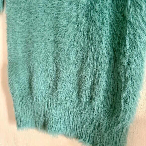 Knitted and Knotted Mint, Fuzzy Short Sleeves Sweater. Size S - Picture 7 of 9